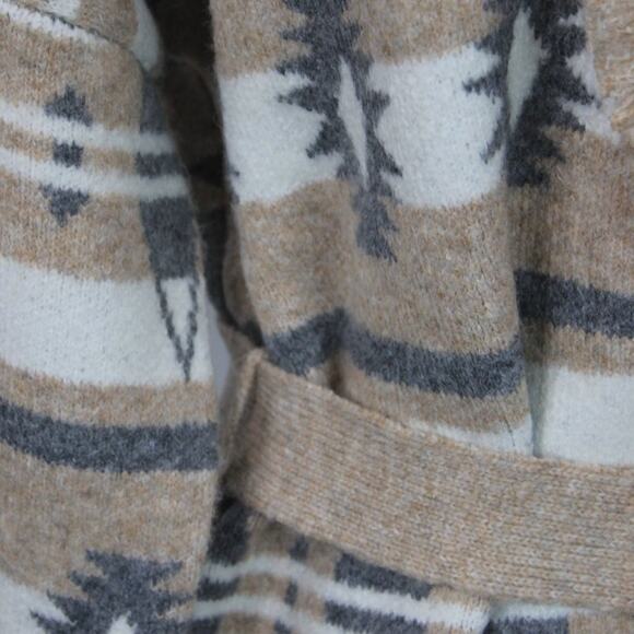 Tahari Women's Belted Cardigan Knit Sweater Tribal Aztec Southwestern Size M - Picture 13 of 14